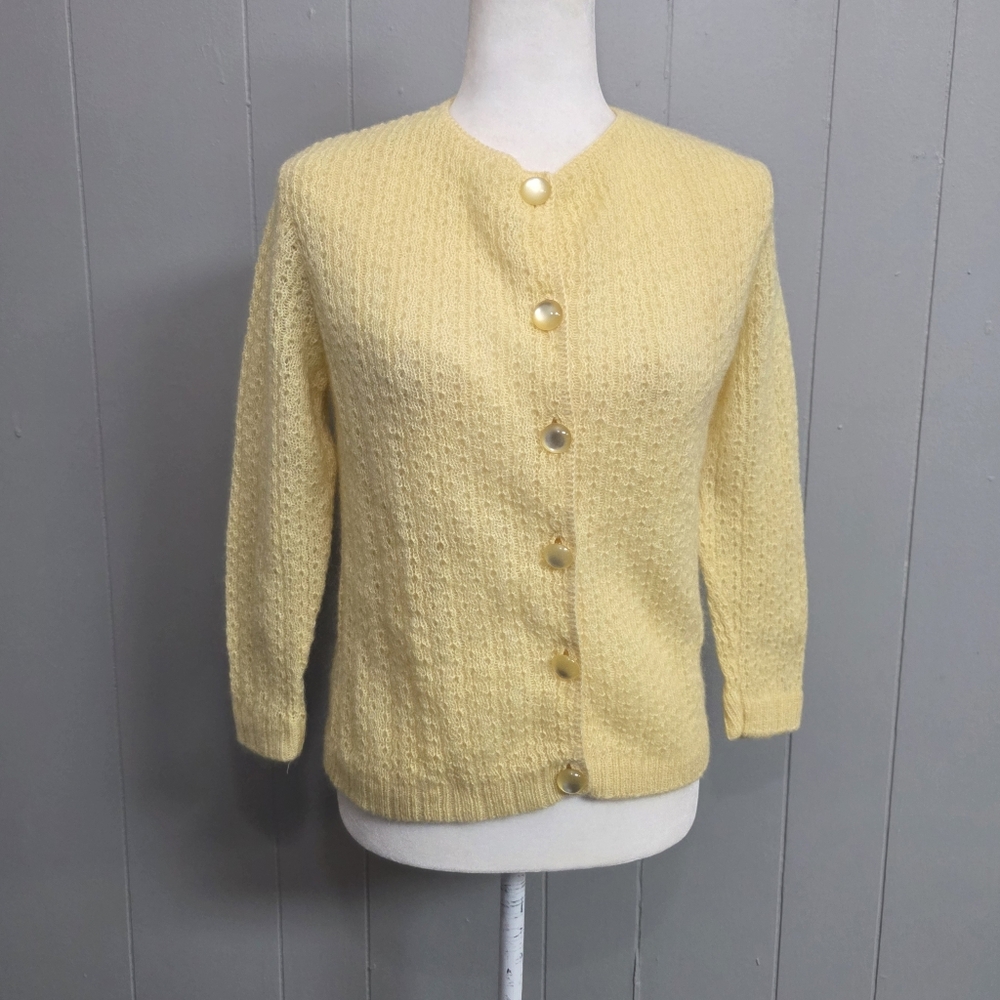 Exclusive Fashion By Rosanna Vintage Yellow Knit Cardigan Size M